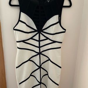 Black and White Body Fitted Dress